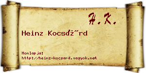 Heinz Kocsárd névjegykártya